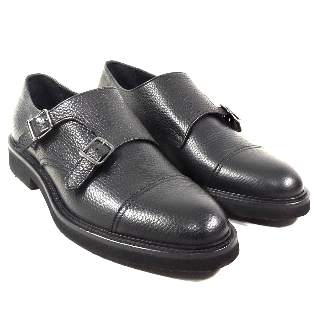 CASADEI 🇮🇹 MEN'S BLACK SOFT LEATHER COMFORT EXTRA LIGHT MONK LOAFERS - Picture 2 of 8